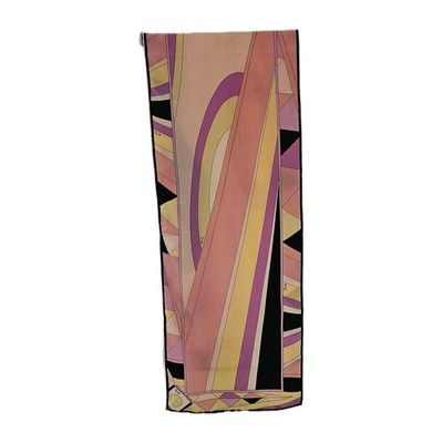 EMILIO PUCCI Beautiful Vintage Pink/White/Black/Purple/ Yellow Silk Scarf 60x12''