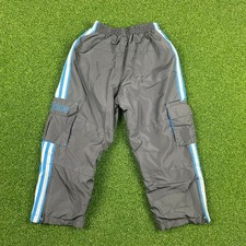 Vintage Adidas Kids Gray Side Stripe Ankle Zip Training Cargo Track Pants Sz 5
