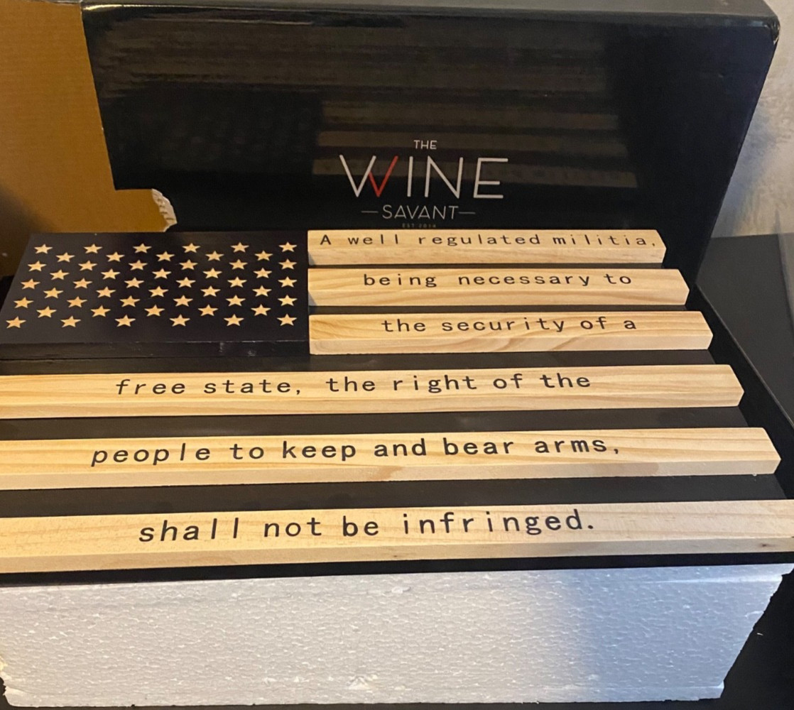 The Wine Savant Constitution 4 Whiskey Glasses  Wet w/Wooden American Flag-NEW