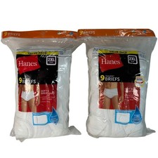 18 Pair Hanes Mens 2XL White Tagless Cotton Briefs Underwear Soft Breathable New