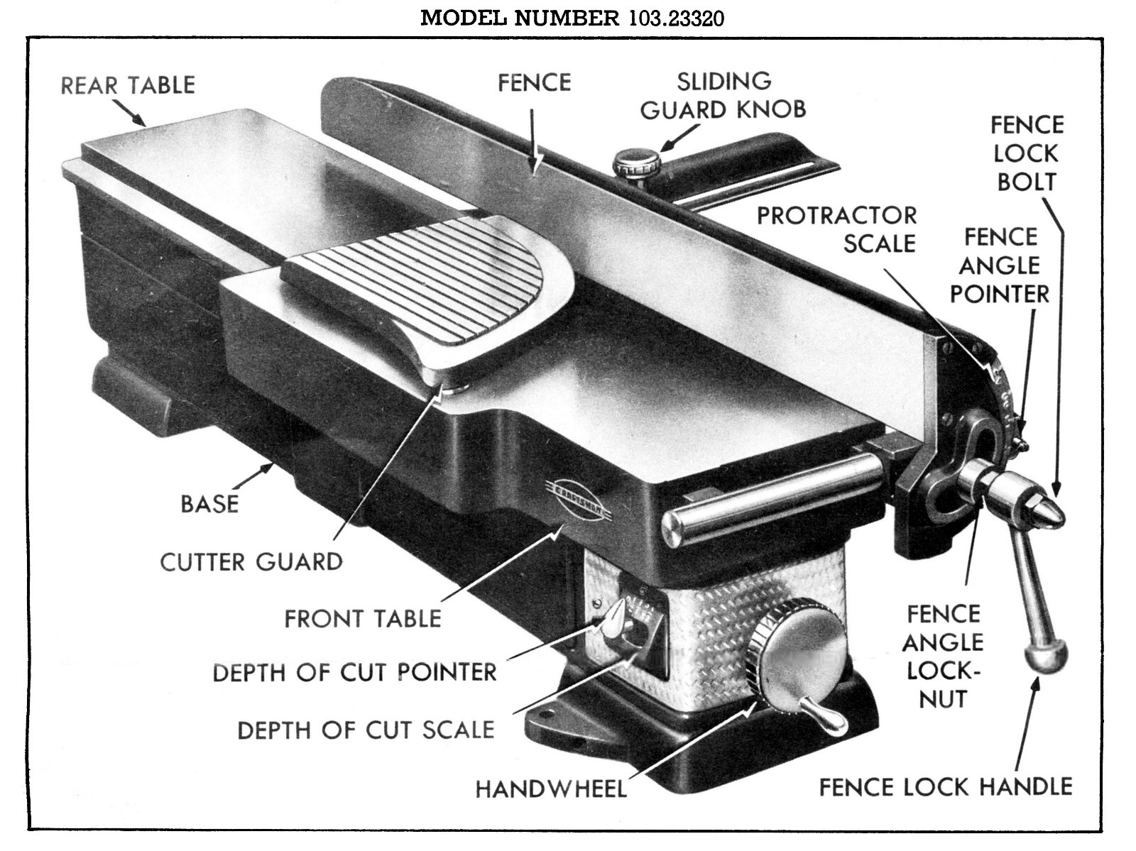 CRAFTSMAN 6" Wood Jointer 103.23320 Owner's Operator's & Parts Manual