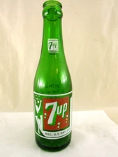 7-Up Green Soda Bottle (7 oz.) Fresh Up Drink Joliet IL.  ACL Vtg