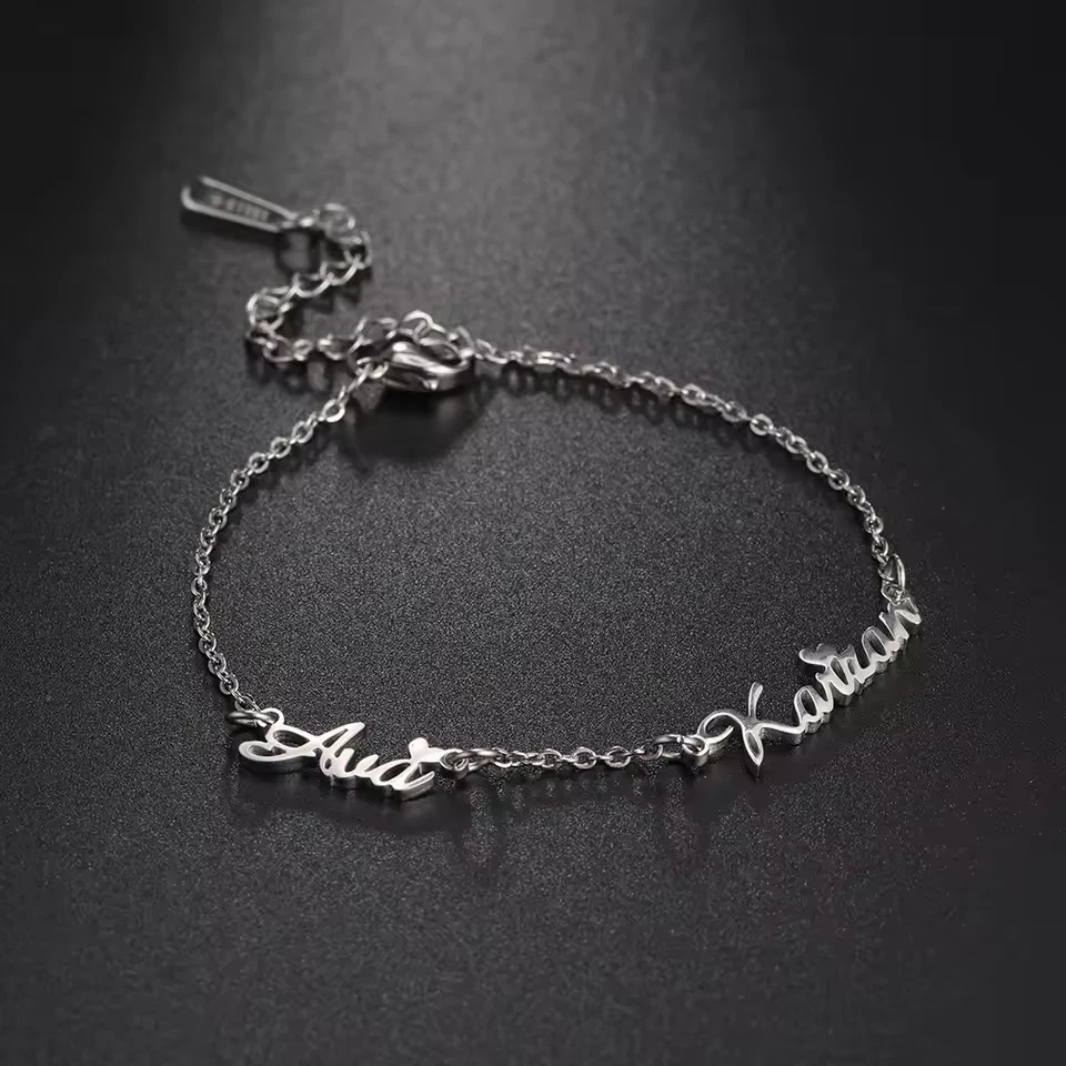 Custom 1-4 Multiple Name Bracelet Jewelry Gold Silver Stainless Steel Women Gift - Image 3 of 4