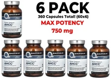 Kinoko Platinum AHCC, 6 PACK, Immune Support, 750 mg, 60 capsules each 360 total