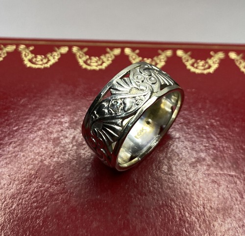 14 Karat Weißgold Diamant Filigran Hochzeit Ewigkeit Nachlass Band Antik Ring 6 1/2 - Bild 6 von 18