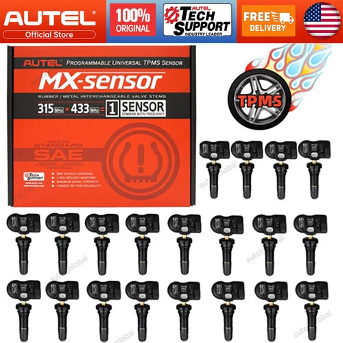 20 Pack Autel TPMS MX-Sensor 315Mhz 433MHz Sensor Programmable Universal Rubber