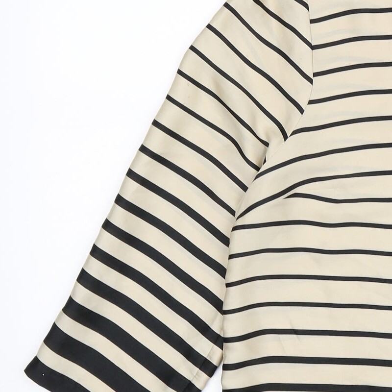 Womens Gold Striped Polyester Blend Basic Blouse … - image 6