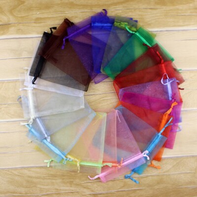 100pcs Drawstring Bags Multicolor Wedding Favor Bag Organza Gift Bag Pouch 4''x5''