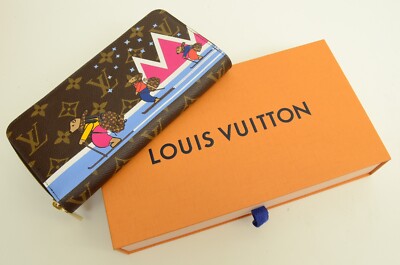 Authentic Louis Vuitton Monogram Clutch Wallet Zip Skiing Bears