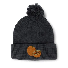 Pom Pom Beanies for Women Oranges Embroidery Fruit Winter Hats for Men Skull Cap