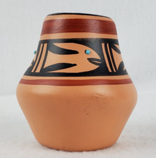 Hopi Toad Pueblo Handmade Painted Turquoise E...