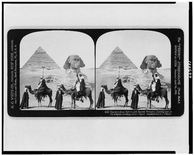 Reproduction,Marvelous Sphinx,Second Pyramid,Gizeh,Egypt,Robed Men,c1908
