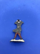 Vintage Heinrichsen German Flat Lead Man Holding Hat Windy 4/9d Christmas