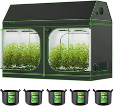 4X8 Grow Tent, 96"X48"X72" Roof Cube Tent with Observation Window and Floor Tray