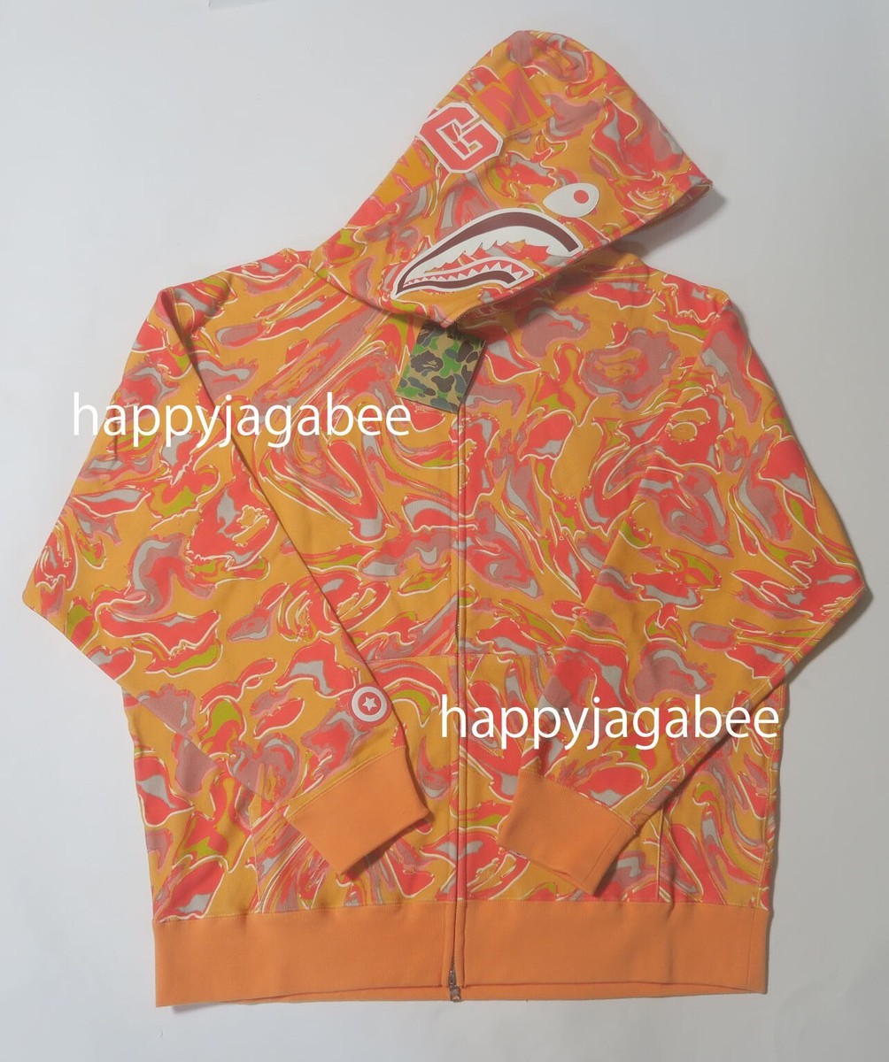 A BATHNIG APE Men's MARBLING CAMO SHARK RELAXED FIT FULL ZIP A BATHNIG APE Men's MARBLING CAMO SHARK RELAXED FIT FULL ZIP