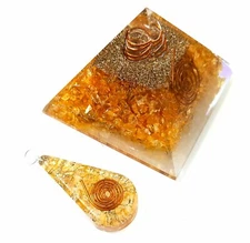 Citrine Prosperity Healing Orgone Combo Best EMF & 5G Protection Citrine Pyramid