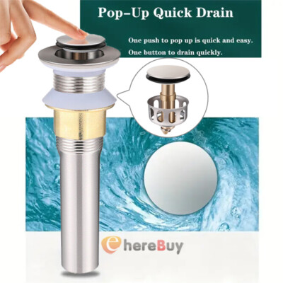 Bathroom Sink Drain Without Overflow Vessel Sink Lavatory Vanity Pop Up Drain US
