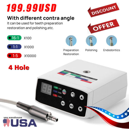 Dental LED Brushless 1:1/1:5/16:1 Electric Micro Motor Internal E-type 4Holes - Picture 7 of 16