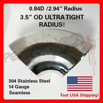 3.5  Ultra Tight Radius Mandrel Bend 90 Degree 304 Stainless Steel 0.84D Exhaust
