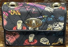 Vintage 1991 Nicole Miller Colorful Quilted Cosmetic Make Up Graphic Print Bag