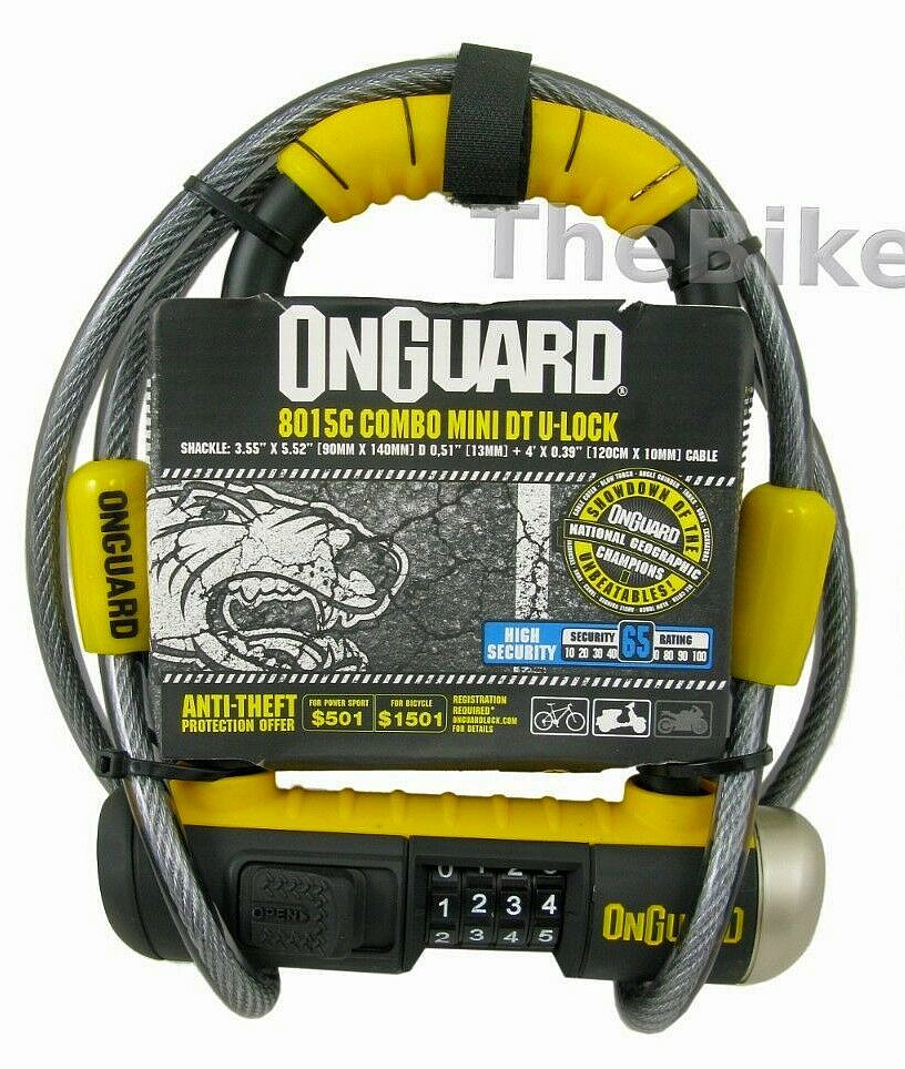 OnGuard Bulldog Mini DT 8015C Combo Bike Ulock & 4' Cable 3.5x5.5
