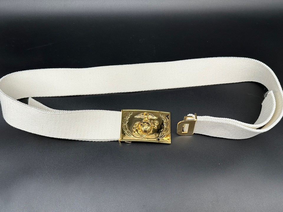 usmc dress blues white belt U.S. Marines USMC Dress Blues 24K Anodized Gold Plated Pvt-LCpl Belt B