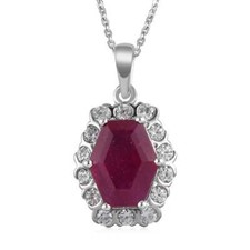 Collar Colgante 6.40ctw Rubí Niassa (FF) y Halo de Circón 20" Platinado