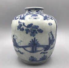 Antique Chinese Blue & White Vase, Late Ming / Qing Dynasty