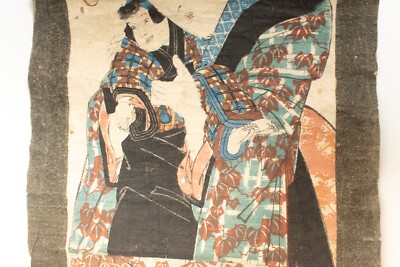 Ukiyoe Japanese woodblock print Hanging scroll Woman Eisen Keisai