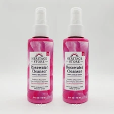 Lot Of 2 Heritage Store Rosewater Cleanser Gentle Milk Wash Vegan, 4 Fl Oz