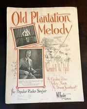 RARE 1923 Old Plantation Melody Sheet Music Wendell Hall Collectible Vintage