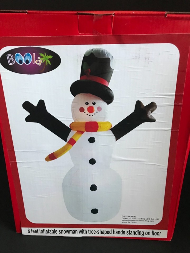 8ft Christmas Inflatable Snowman with Tree-Shaped Hands w/ LED Lights ...