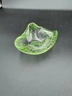 Vintage Murano Style Hand Blown Lime Green Ruffled Bullicante Art Glass Bowl