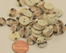 Lot of 24 Small Matte Cream Tan Brown Plastic Buttons Almost 1/2" 12mm  # 6662