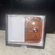 NEW MENS USA AMERICA $100 BILL BENJAMIN  BIFOLD LEATHER WALLET