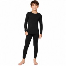 32 DEGREES HEAT Kids Black Thermal Base Layer Top Pants Set S