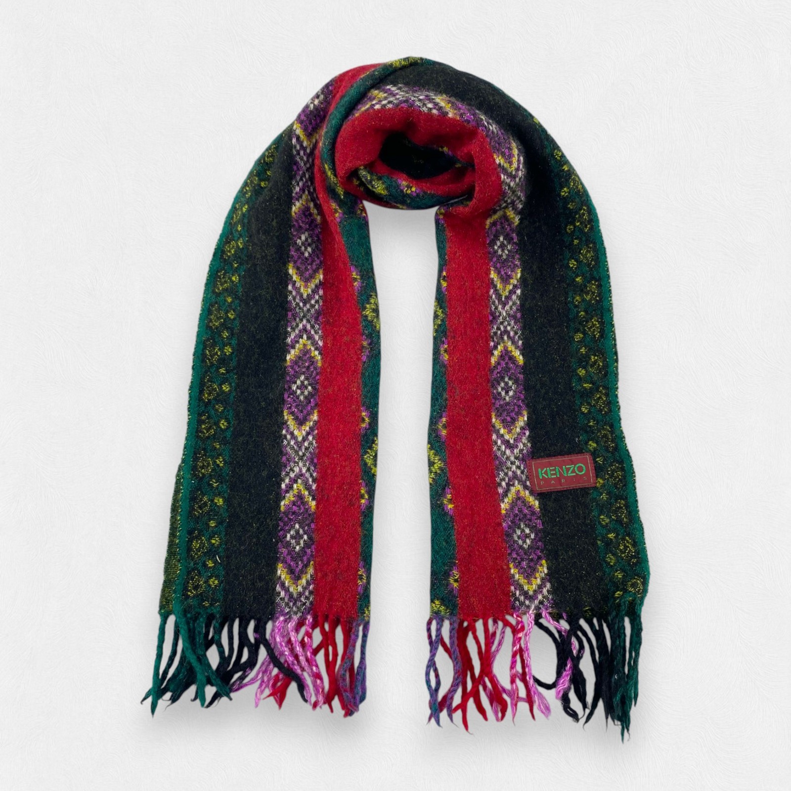 Vintage Kenzo Scarf Muffler Neck Wrap Scarf Wool Unisex Scarves