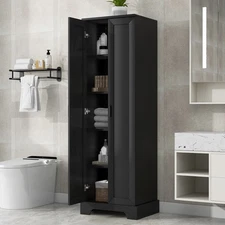 Double-Door Bathroom Storage Cabinet with Adjustable Shelves 
