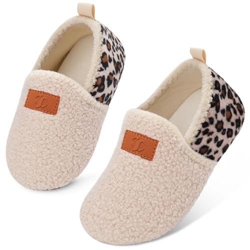 Unisex Große Kinder Kleine Kinder Hausschuhe Socken 1-1,5 Big Kid Beige/Leopard - Bild 7 von 7