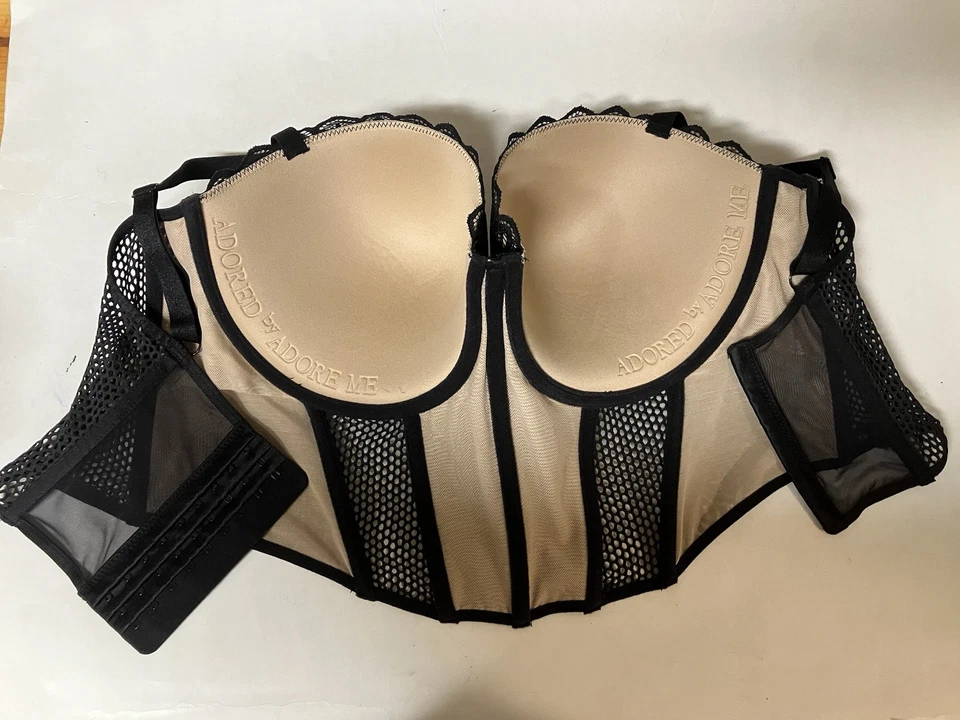 Adored By Adore Me Bra Floral Lace Bustier Black 40DD - Image 2 of 4