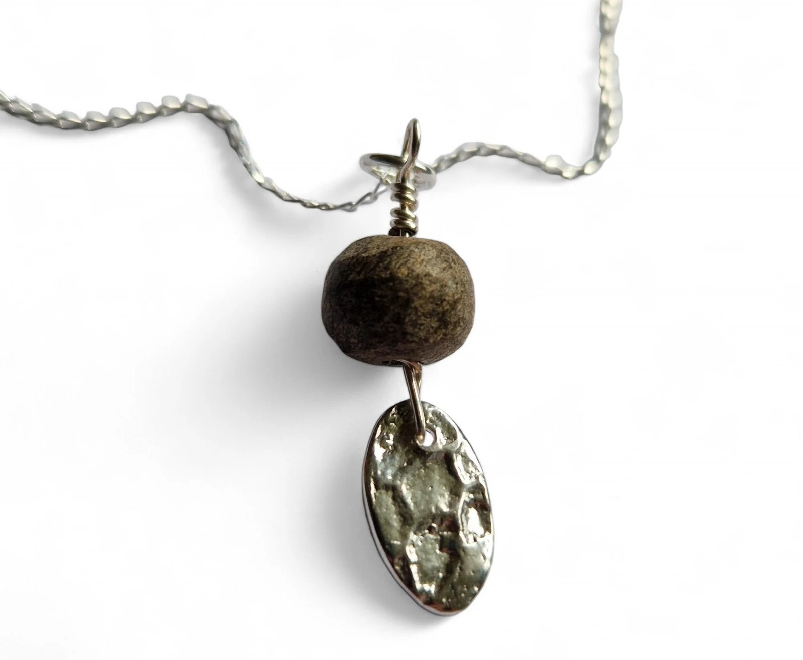 Dinosaur Skin Impression Necklace With Woolly Mammoth Bone Bead – Genuine Dinos