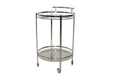 Beistelltisch / Servierwagen 3055, mit 2 Glasplatten und Rollen, chrom