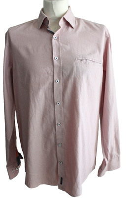 Casa Moda Casual Fit Langarm Hemd Gr. L Apricot-Weiß
