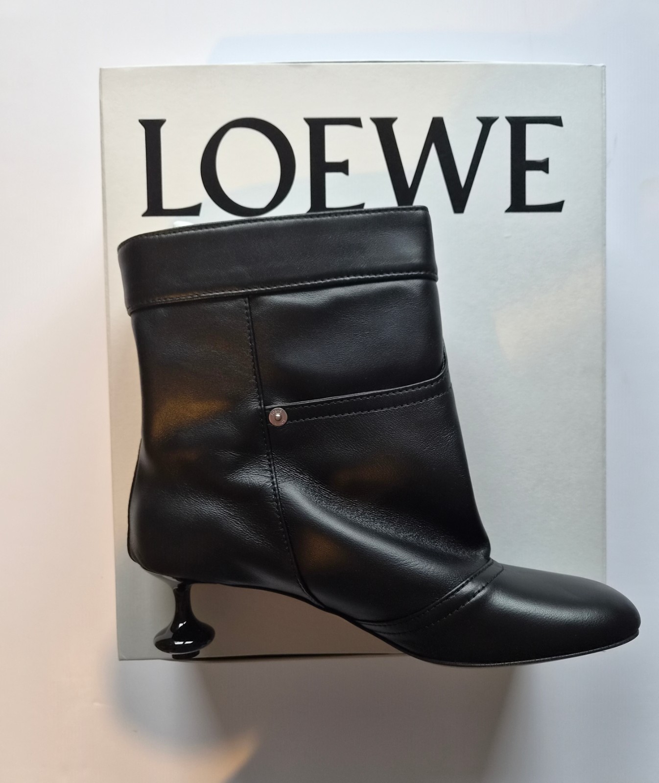 New LOEWE Black Leather Toy Panta Ankle Boots UK Size 8