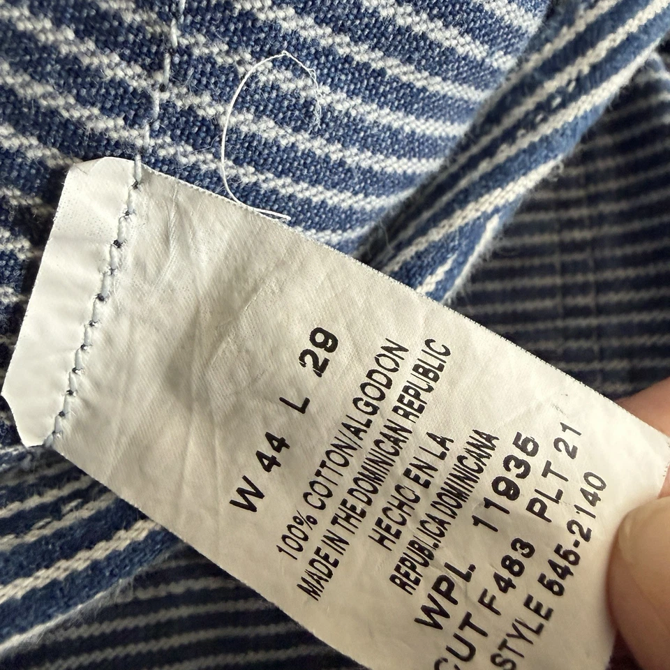 Mono con tirantes vintage Big Mac denim azul nogal americano blanco a rayas 44x29 ropa de trabajo Foto 3 de 4