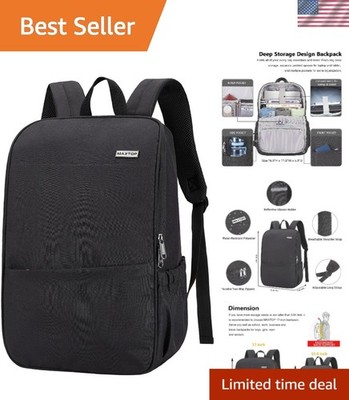 Multi-Compartment Black Laptop Backpack - Perfect for Daily Commute and Travel