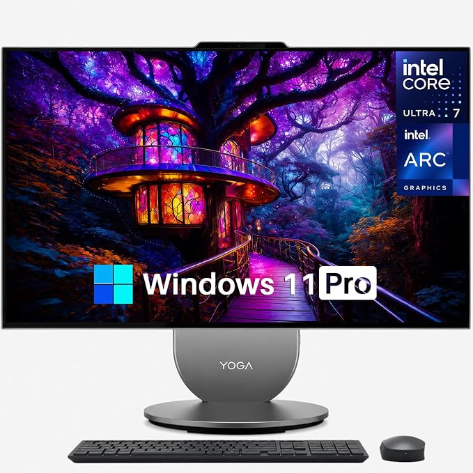 Lenovo Yoga All In One Desktop Ai Pc,27&Quot; 2K Ips Display, Ultra 7 255H,16Gb, 1Tb