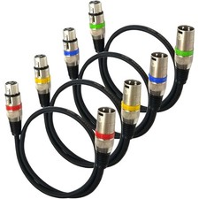 4 PCS 2 FT DMX Cables Premium Microphone 3Pin XLR Male To Female Connector