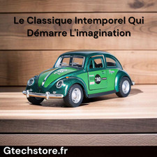 Modèle Miniature Voiture Coccinelle Vert Rétro En Alliage, Portes Ouvrantes