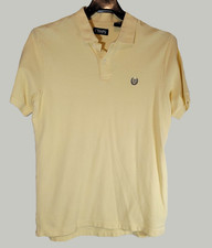 Chaps Polo Shirt - Mens Medium - Yellow - Short Sleeve - Button Front - Casual